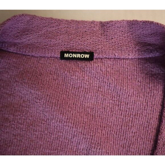 Monrow Women Sz S Purple French Terry Tank Top & L/S Cropped Shirt 2-Pc Set - Picture 3 of 9